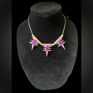 VTG 2000s Gold And Purple Spike Choker Fashion Necklace
